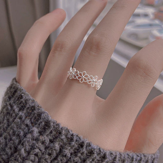 925 sterling silver flower ring women’s Chinese style