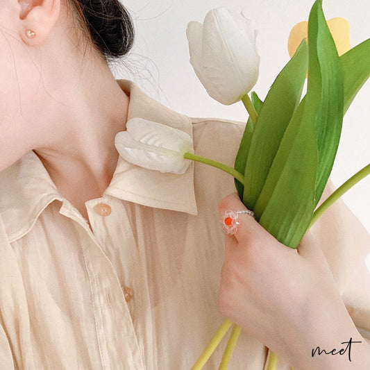 Handmade Vintage Beaded Crystal Flower Ring