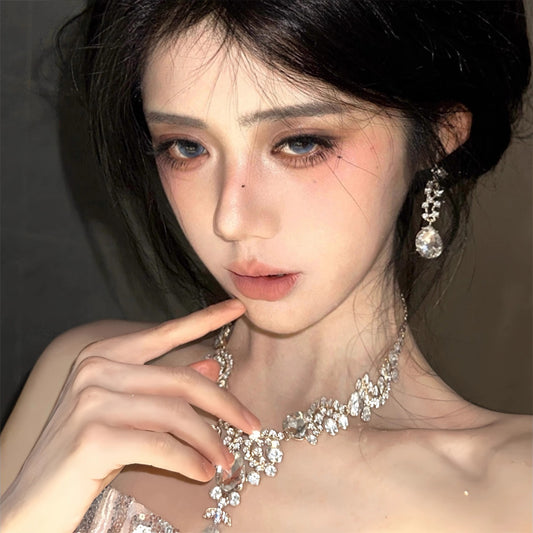 Teardrop diamond tassel necklace