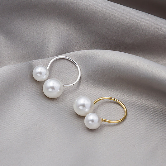 Large and small pearl open ring