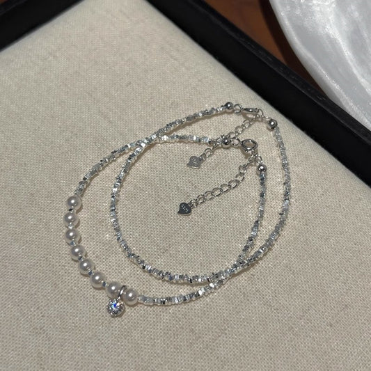 Zircon Pearl Silver Bracelet