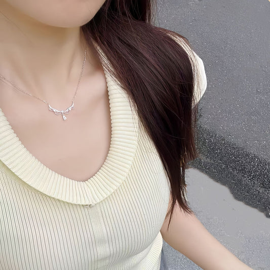 Silver Lace Princess Fantasy Tassel Drop Necklace