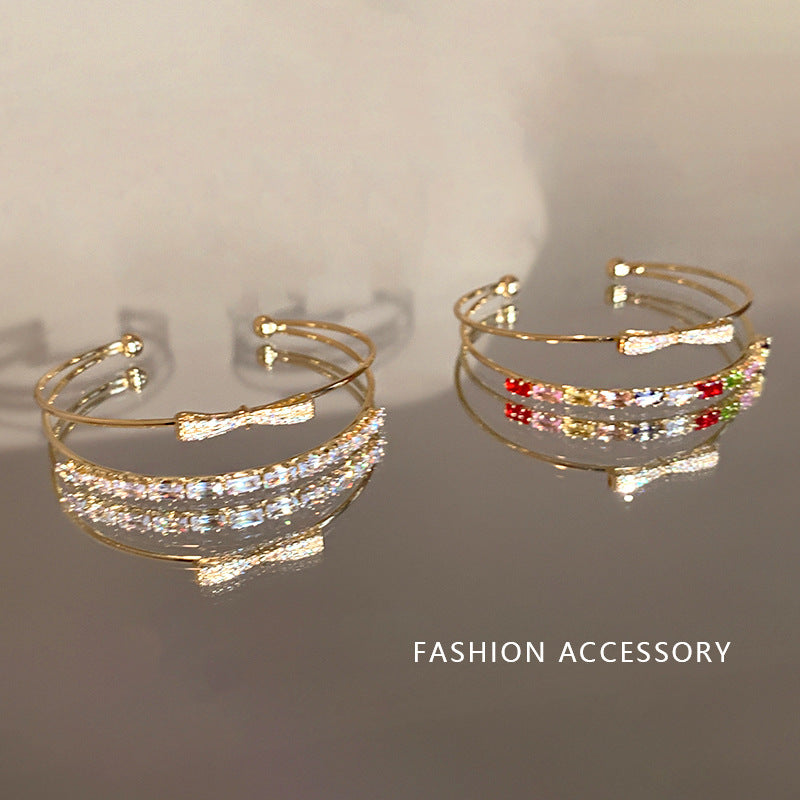 A Thousand-dollar Atmosphere Sparkling Bow Micro-Inlaid Zircon Bracelet