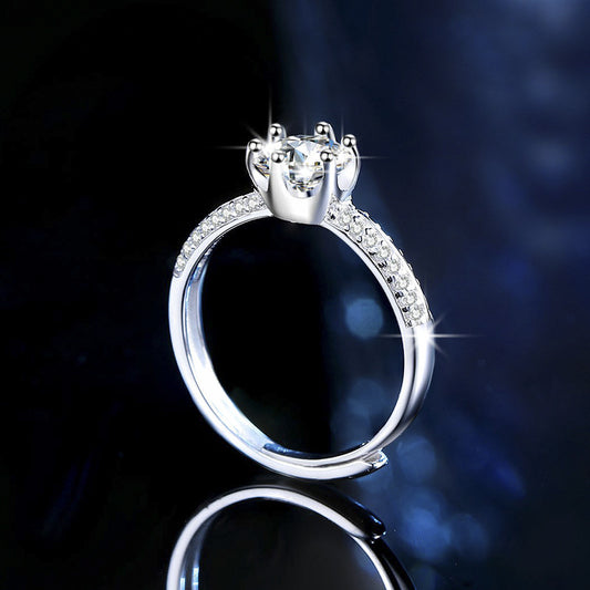 D color moissanite s925 sterling silver six claw ring