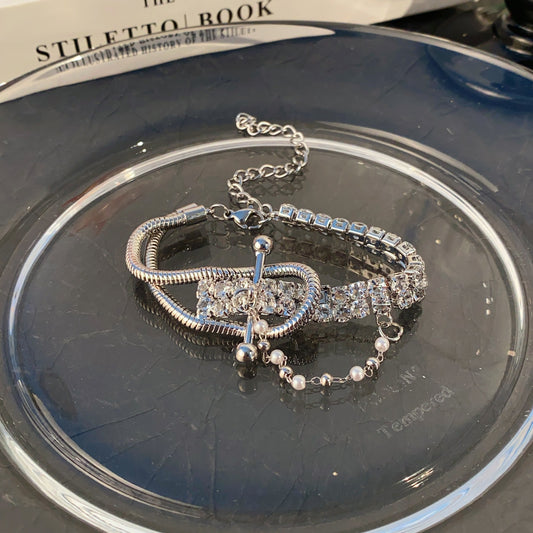 Asymmetric belt buckle double row diamond jewelry