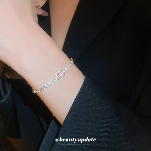 Zirconia and Square Diamond Pull-Out Bracelet