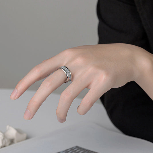 Titanium steel ring ancient tree branch