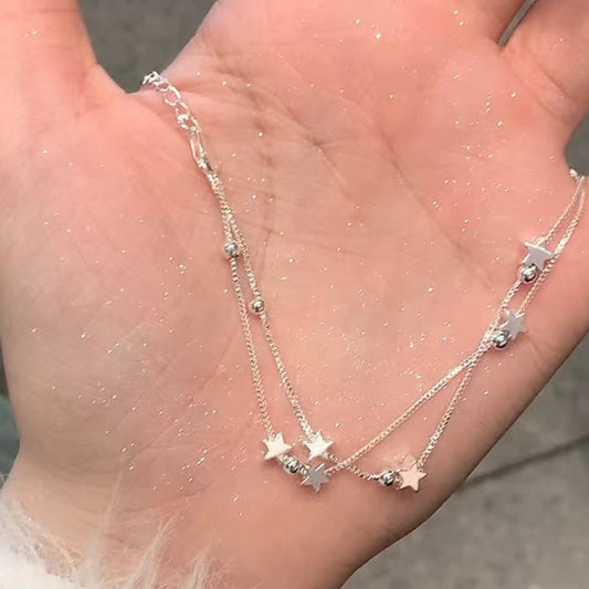 Double-layer five-pointed star bracelet simple girlfriend sweet fresh