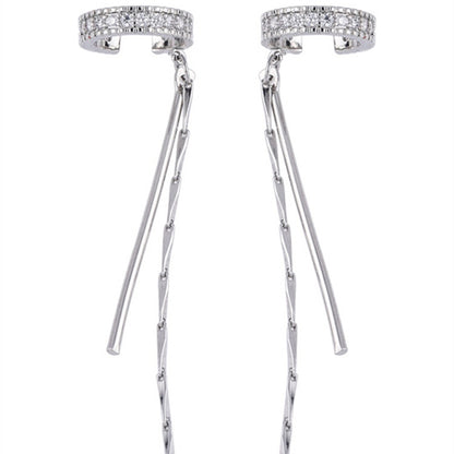 Non-pierced earrings with rhinestones and long tassel earrings